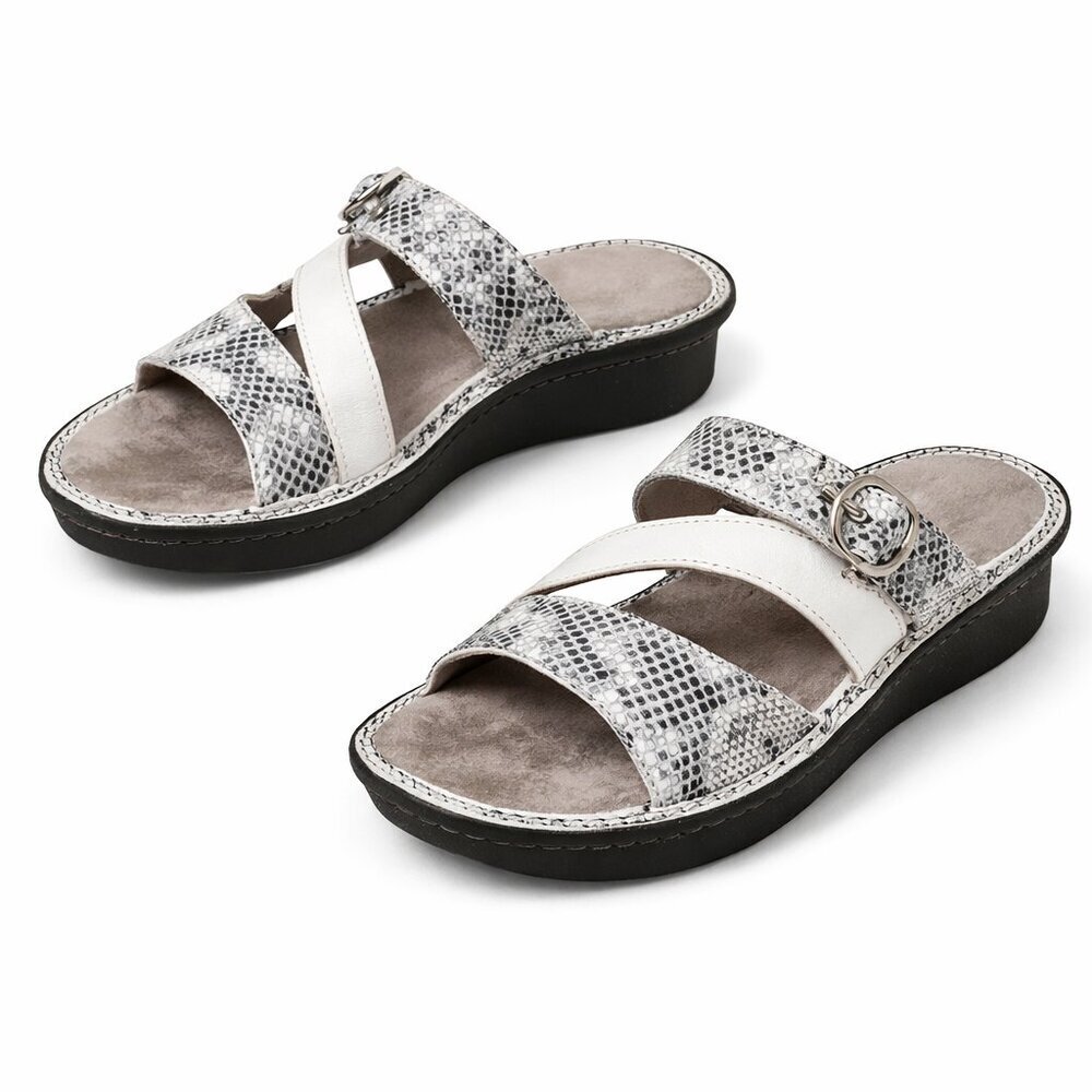 Alegria Colette Silver Slide Sandals COL-757 Wedge Shoes Size 38 (US 8 - 8.5)